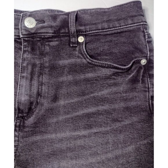 Made and Loved Loft High Waisted Denim Shorts Size 2/26 Black Frayed Hem Stretch - Picture 2 of 6